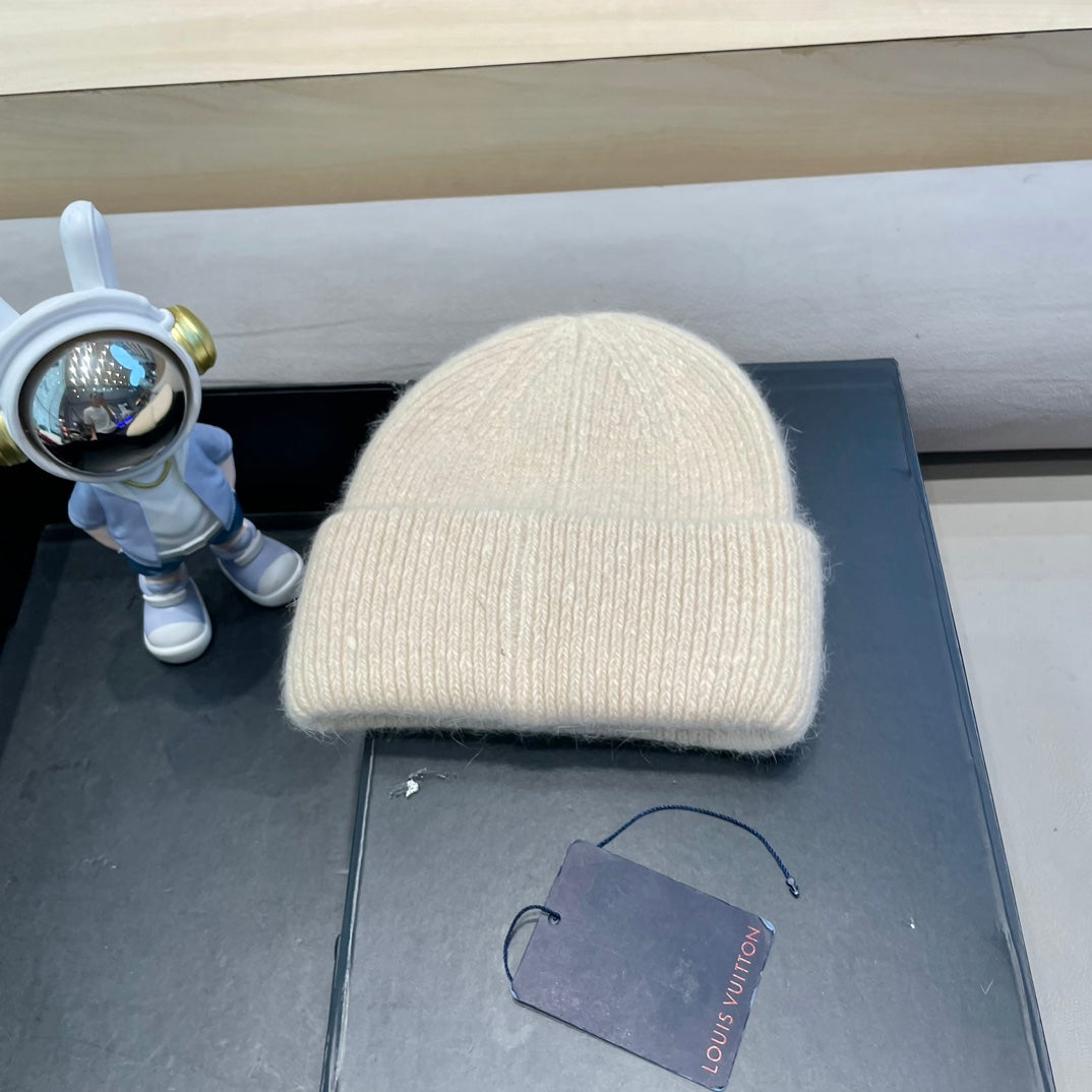 LOUIS VUITTON BEANIE HAT IN BEIGE WOOL AND RABBIT FUR 433474