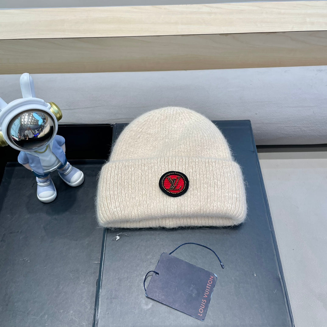 LOUIS VUITTON BEANIE HAT IN BEIGE WOOL AND RABBIT FUR 433474