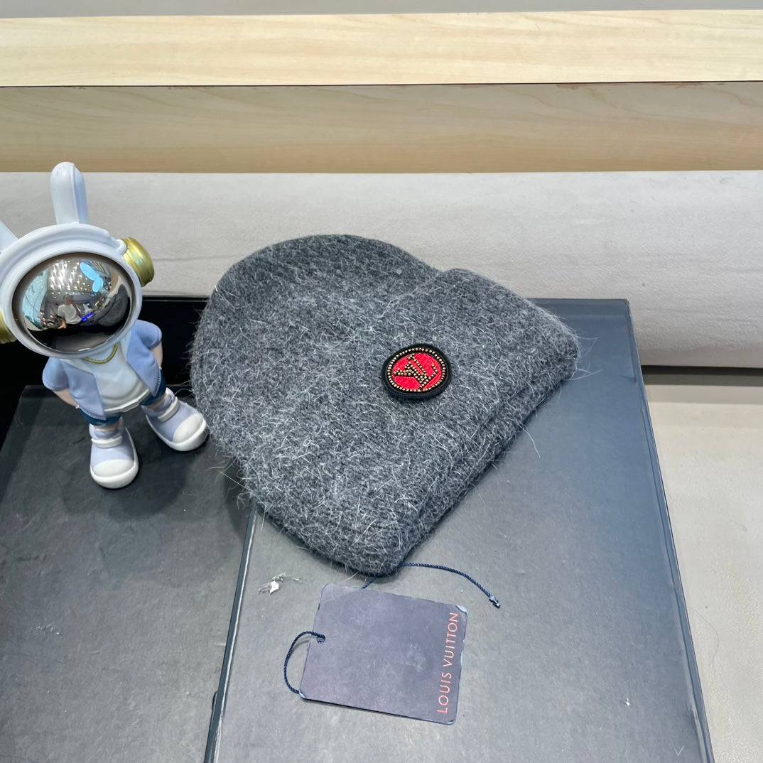 LOUIS VUITTON BEANIE HAT IN GRAY WOOL AND RABBIT FUR 433477