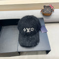 LOUIS VUITTON BASEBALL CAP IN BLACK RABBIT FUR 434936
