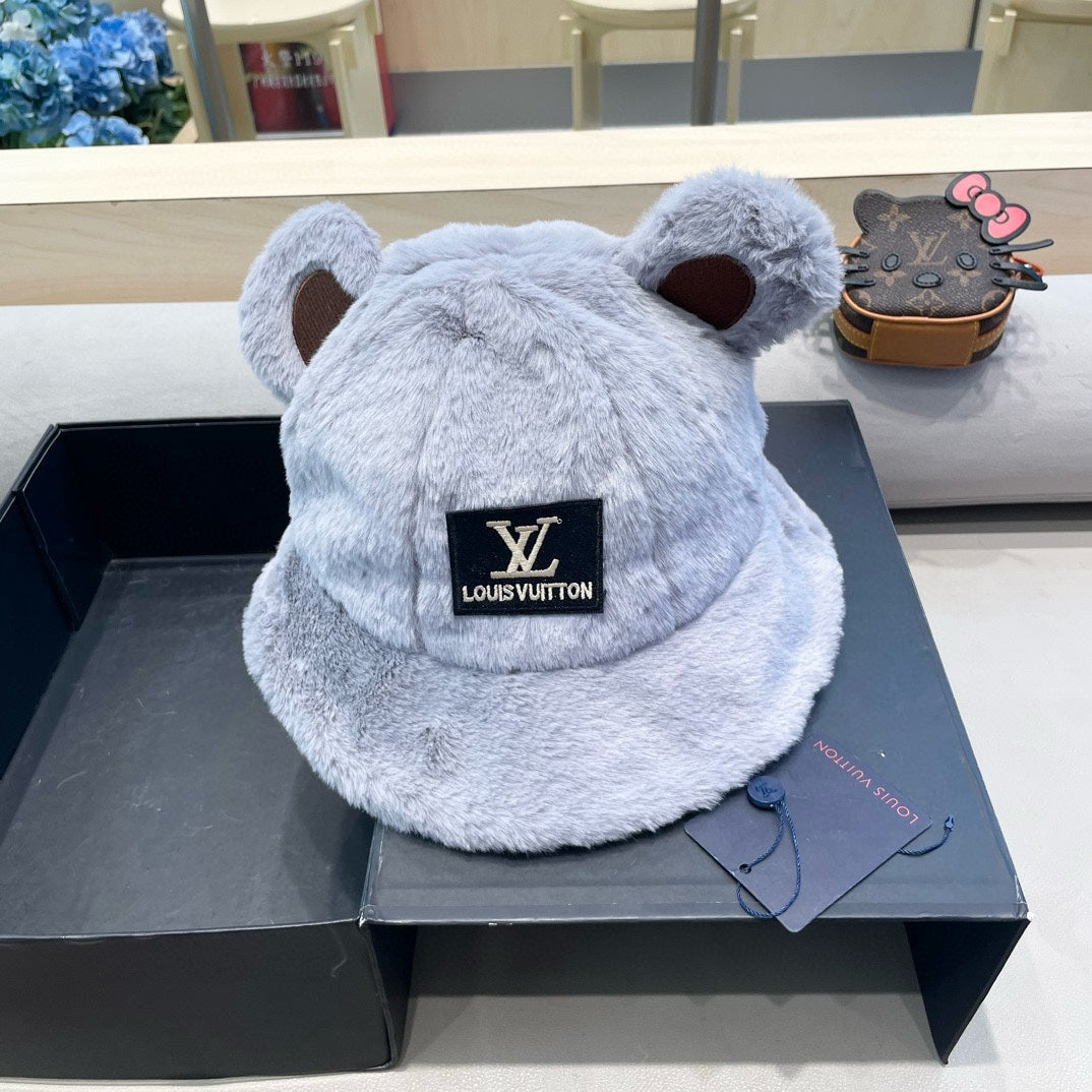 LOUIS VUITTON BUCKET HAT IN BEAU BLUE  WOOL AND LAMB FUR 434941