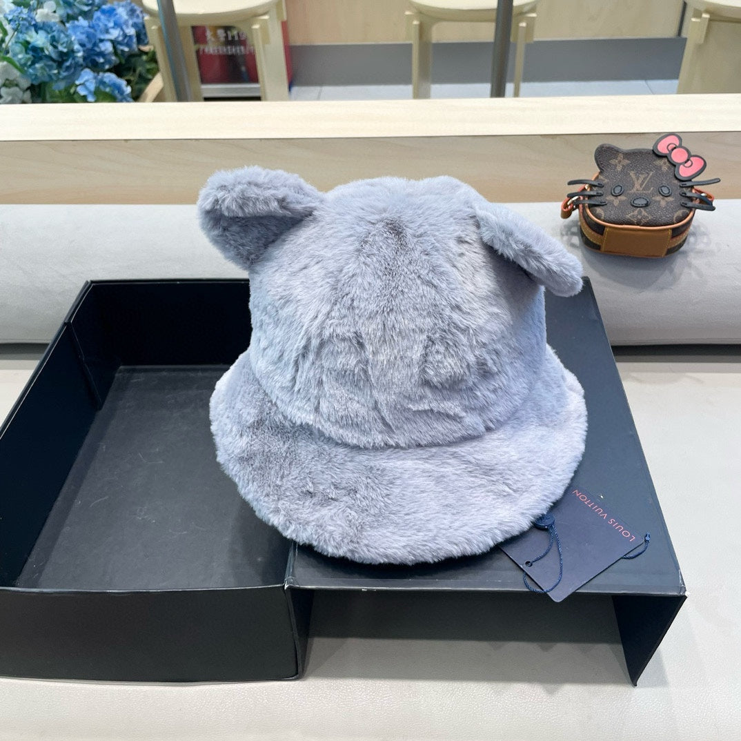 LOUIS VUITTON BUCKET HAT IN BEAU BLUE  WOOL AND LAMB FUR 434941
