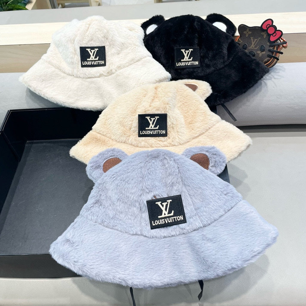 LOUIS VUITTON BUCKET HAT IN BEAU BLUE  WOOL AND LAMB FUR 434941
