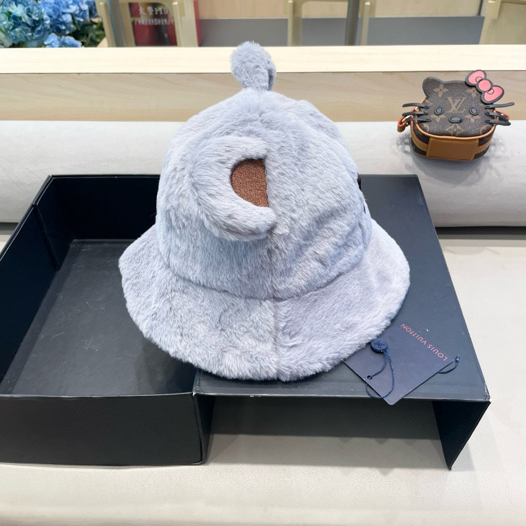 LOUIS VUITTON BUCKET HAT IN BEAU BLUE  WOOL AND LAMB FUR 434941