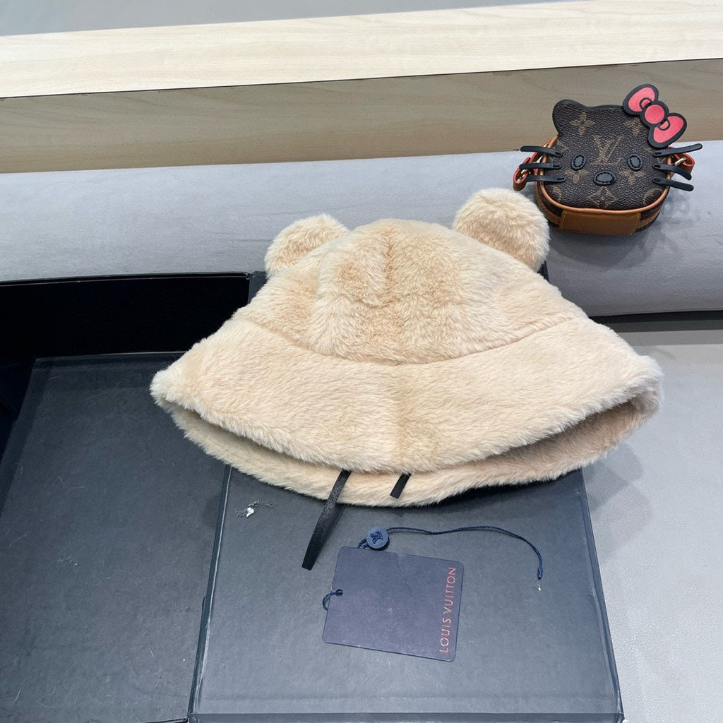 LOUIS VUITTON BUCKET HAT IN BEIGE  WOOL AND LAMB FUR 434942