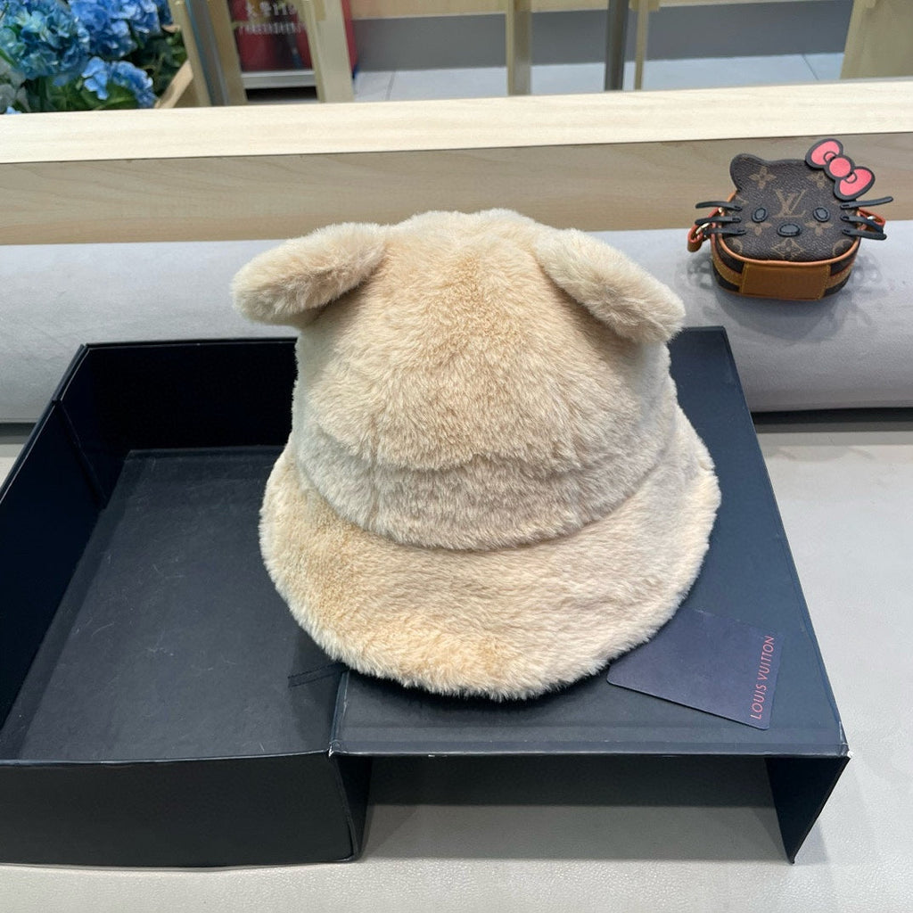 LOUIS VUITTON BUCKET HAT IN BEIGE  WOOL AND LAMB FUR 434942