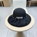 CHANEL WIDE BRIM HAT IN BLACK STRAW 673034
