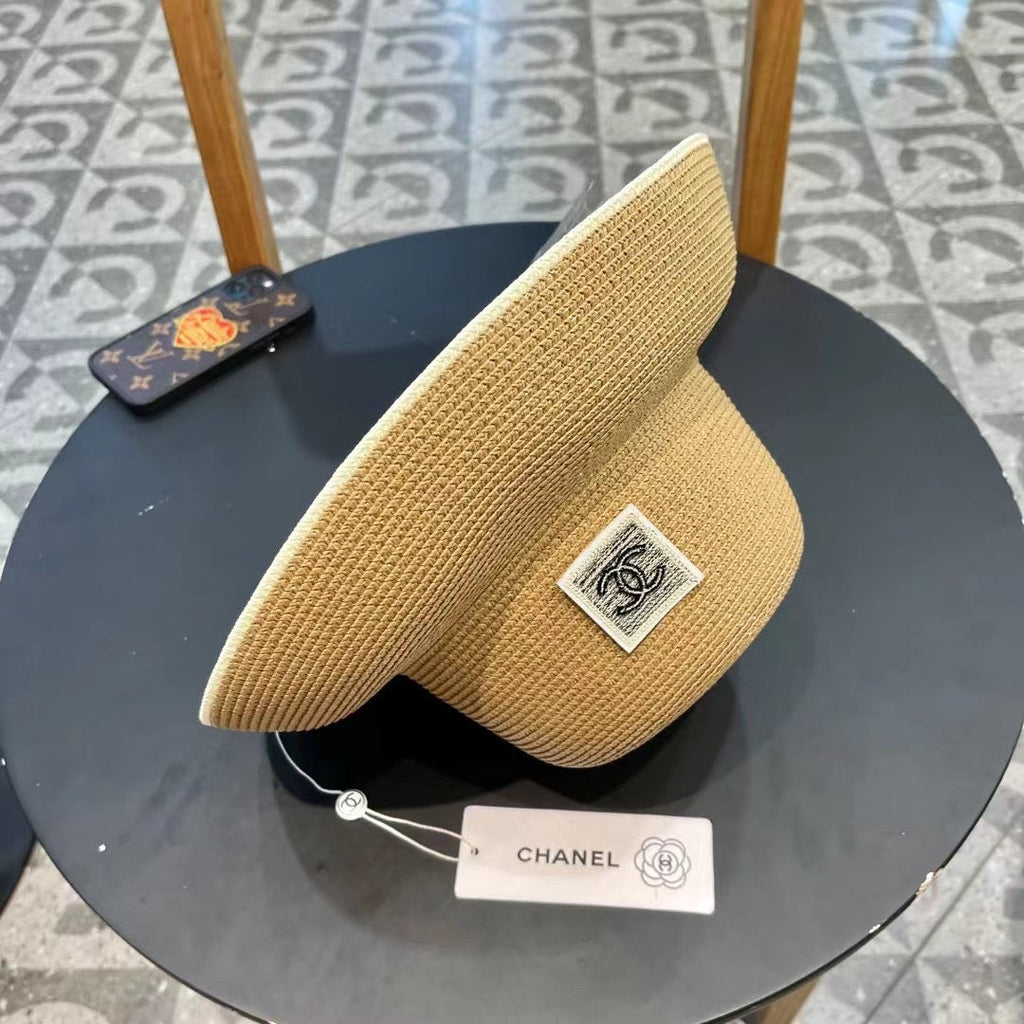 CHANEL STRAW CLOCHE HAT BROWN 672754