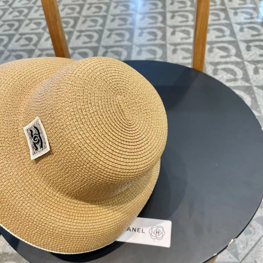 CHANEL STRAW CLOCHE HAT BROWN 672754