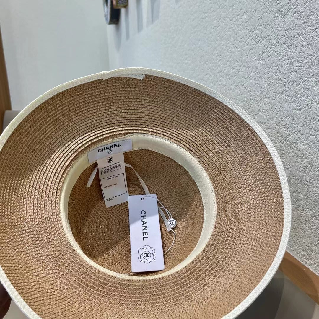 CHANEL STRAW CLOCHE HAT BROWN 672754