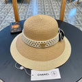 CHANEL STRAW BUCKET HAT WITH PEARLS 672765