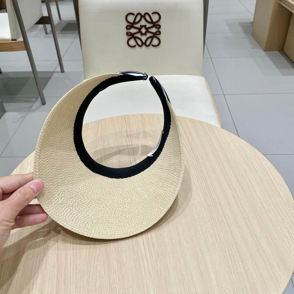 CELINE VISOR HAT MODEL 652216 IN BEIGE WOVEN STRAW