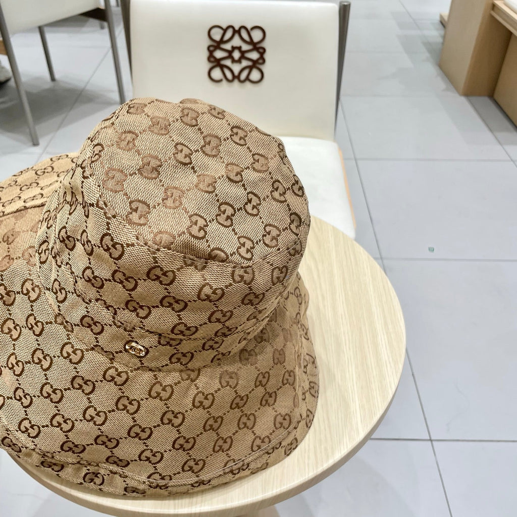 GUCCI BUCKET HAT WIDE BRIM IN BEIGE MONOGRAM CANVAS