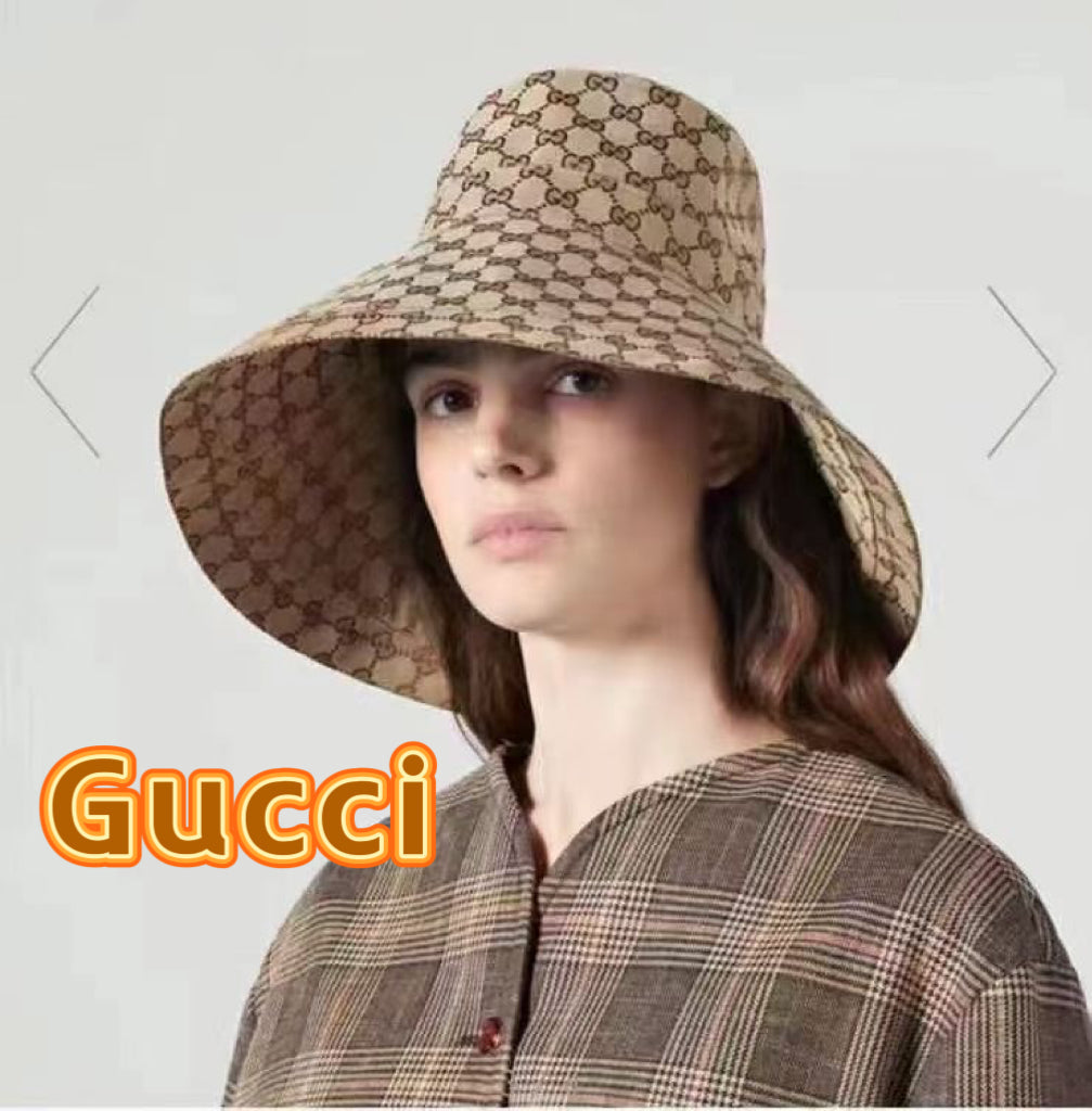 GUCCI BUCKET HAT WIDE BRIM IN BEIGE MONOGRAM CANVAS