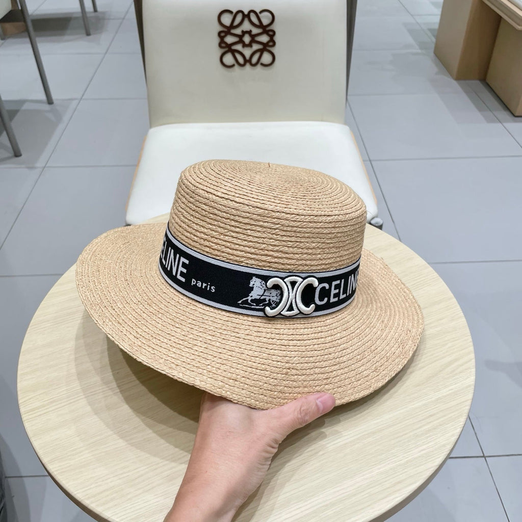 CELINE WIDE BRIM HAT MODEL 652234 IN NATURAL WOVEN STRAW