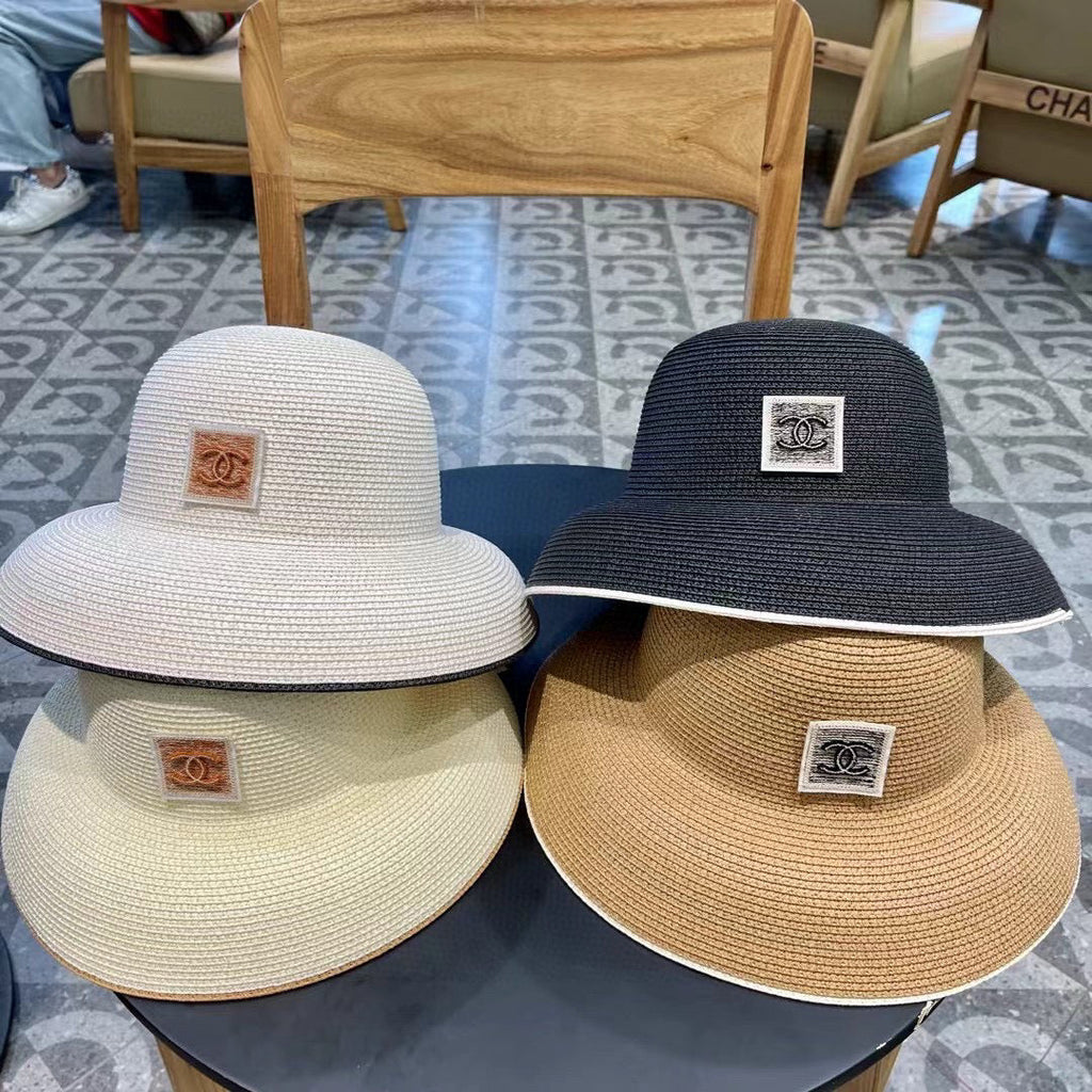 CHANEL STRAW CLOCHE HAT BLACK 672756