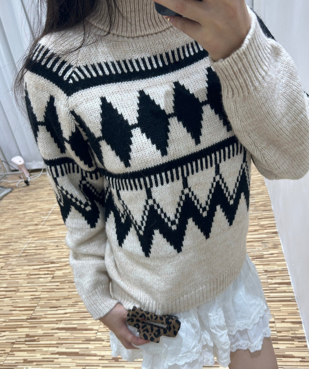 DIOR 25S PATTERNED TURTLENECK SWEATER 719