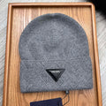 PRADA BEANIE HAT IN SHADOW GRAY WOOL AND RABBIT FUR 342034
