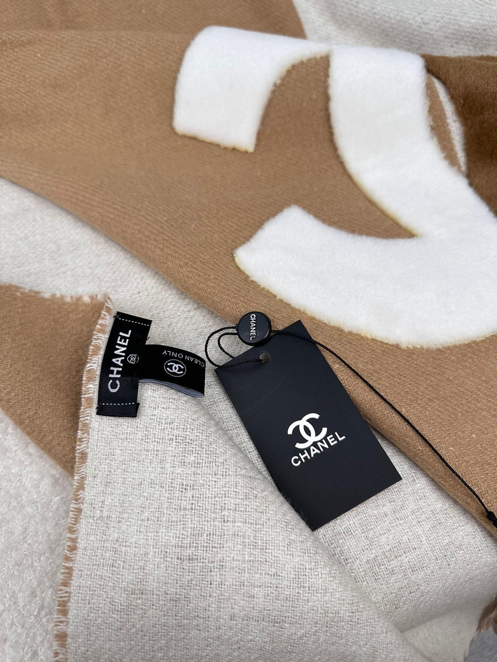CHANEL SCARF 200 CM IN CIDER BROWN MIX WHITE CASHMERE AND WOOL 399796