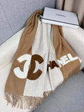 CHANEL SCARF 200 CM IN CIDER BROWN MIX WHITE CASHMERE AND WOOL 399796