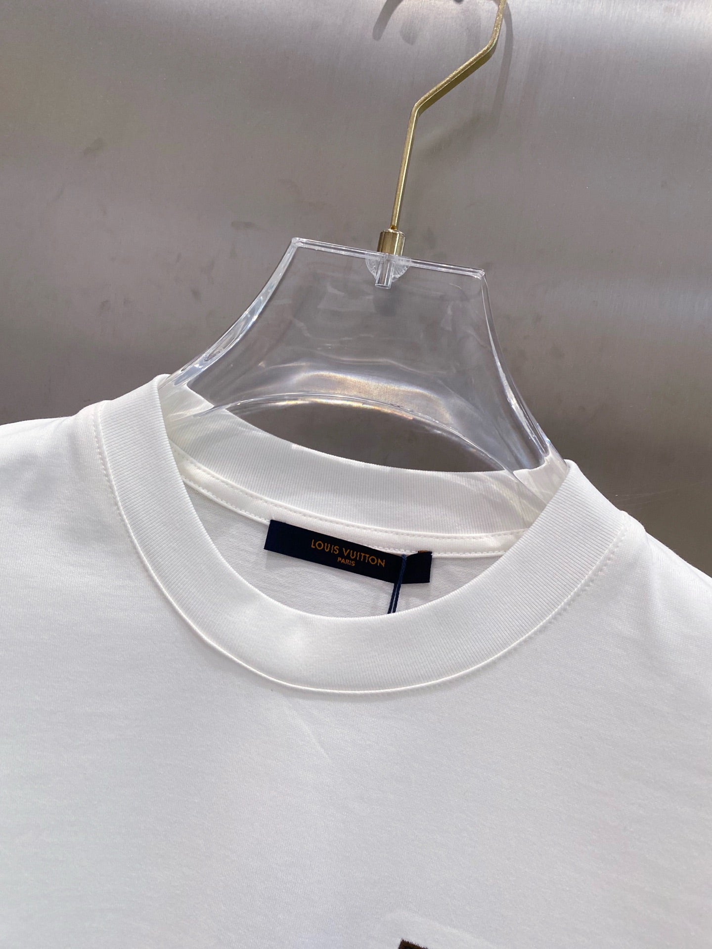 LOUIS VUITTON LV EMBROIDERED LOGO T-SHIRT IN WHITE COTTON 238831