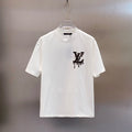 LOUIS VUITTON LV EMBROIDERED LOGO T-SHIRT IN WHITE COTTON 238831