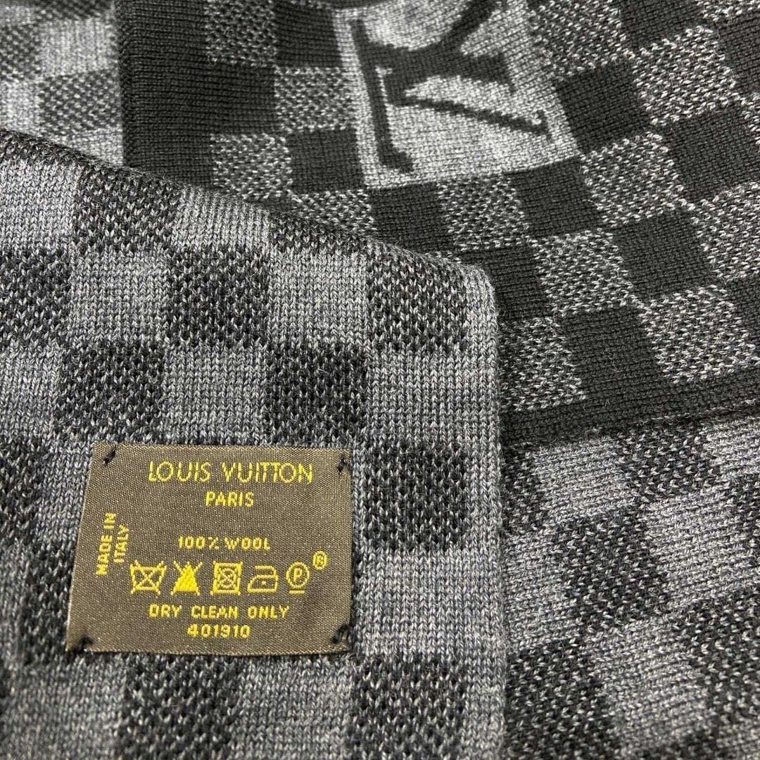 LOUIS VUITTON PETIT DAMIER SCARF 170 CM IN BLACK CASHMERE 390784