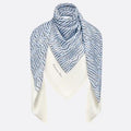 DIOR MISS ALLOVER SHAWL 140 CM IN POWDER BLUE MIX WHITE SILK CASHMERE 411630