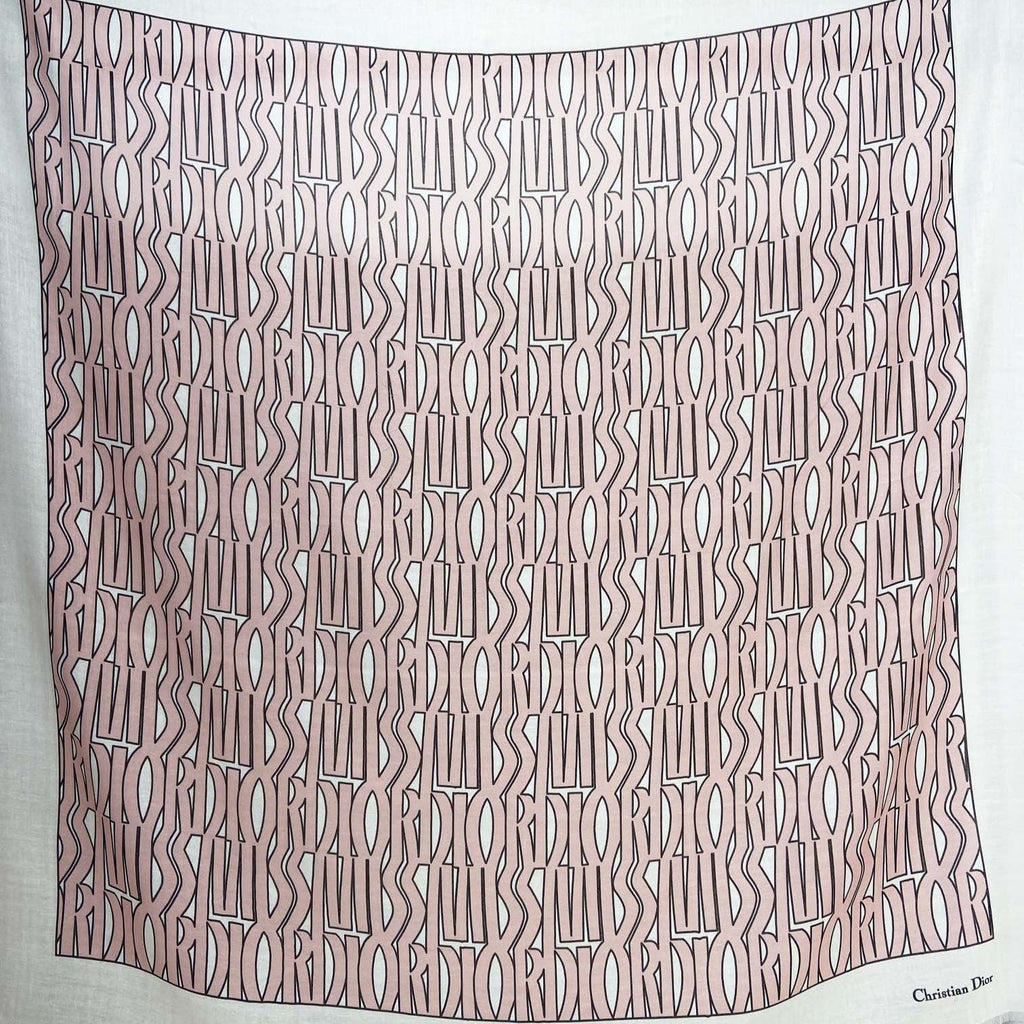 DIOR MISS ALLOVER SHAWL 140 CM IN PALE PINK MIX WHITE SILK CASHMERE 411631