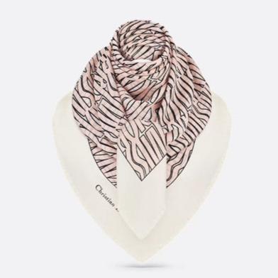 DIOR MISS ALLOVER SHAWL 140 CM IN PALE PINK MIX WHITE SILK CASHMERE 411631