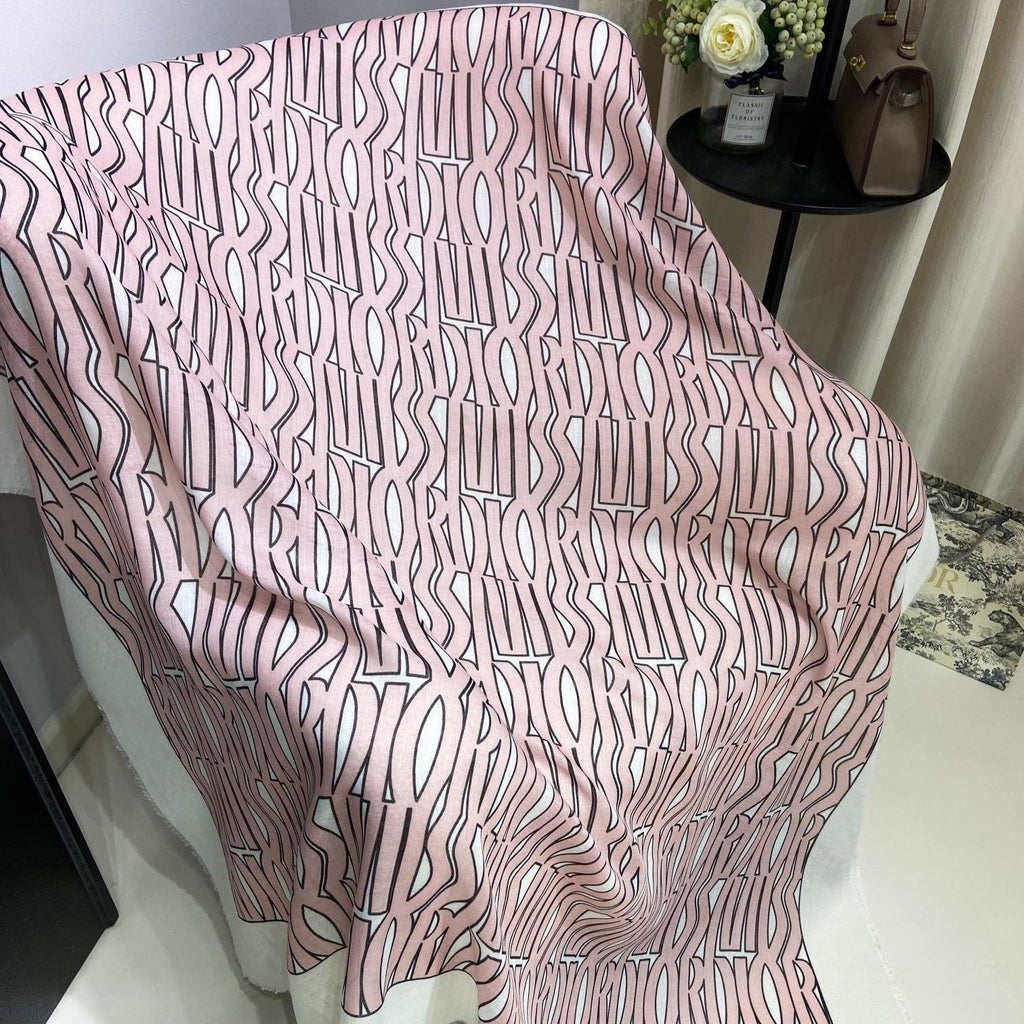 DIOR MISS ALLOVER SHAWL 140 CM IN PALE PINK MIX WHITE SILK CASHMERE 411631