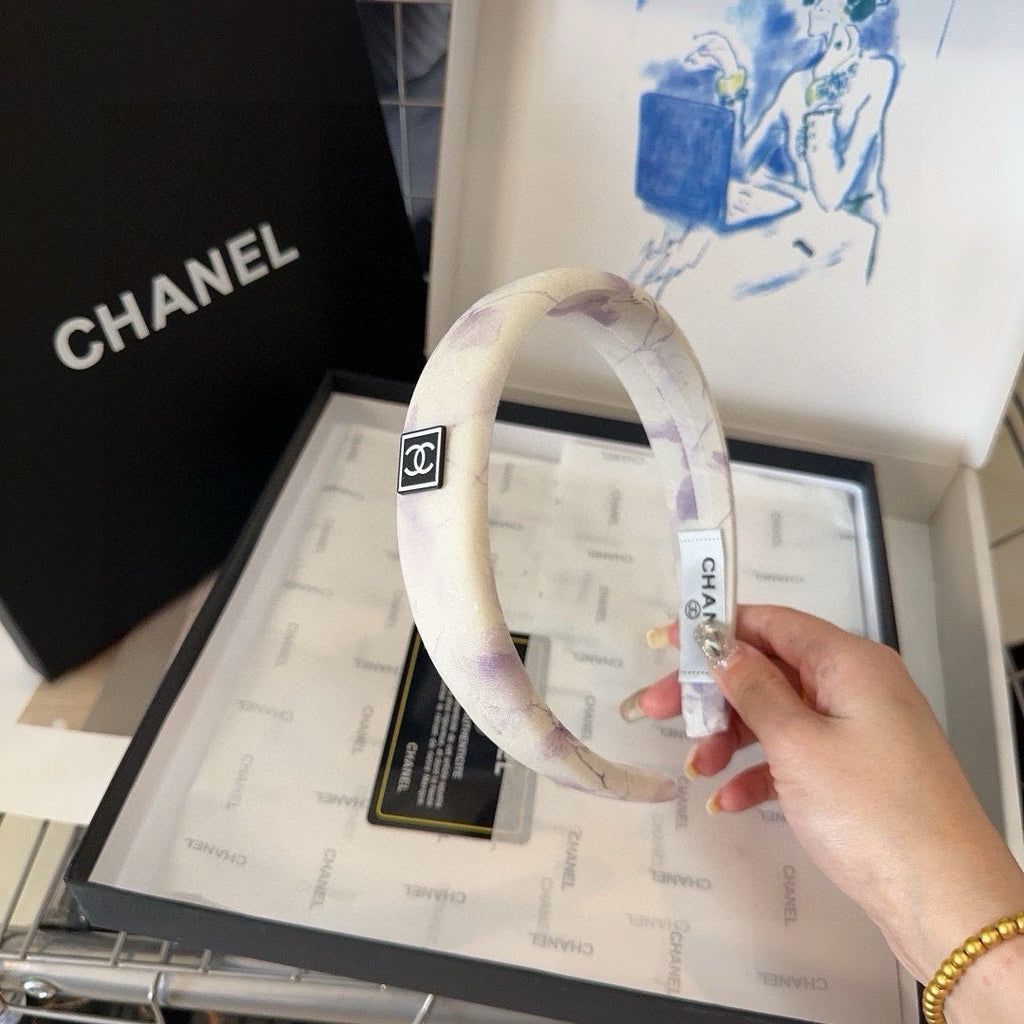CHANEL WHITE FABRIC HAIRBAND 418914