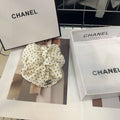CHANEL WHITE DOT FABRIC SCRUNCHIE 418927