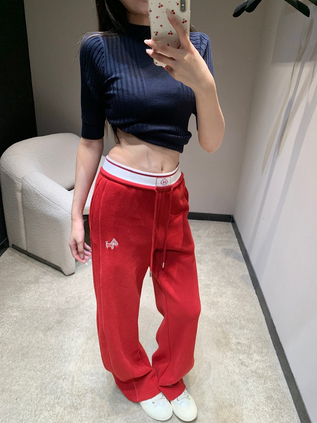 HERMES 25S FLEECE-LINED WIDE-LEG PANTS 441