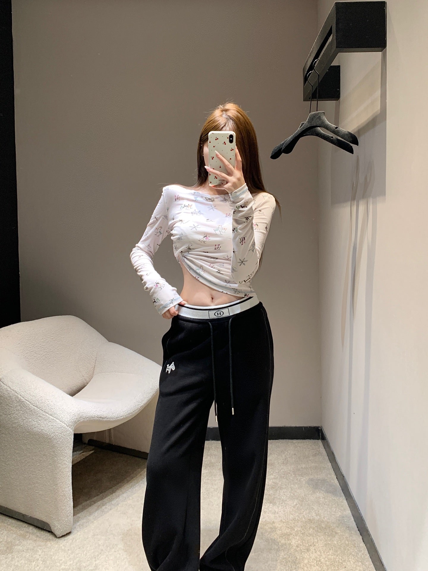 HERMES 25S FLEECE-LINED WIDE-LEG PANTS 442