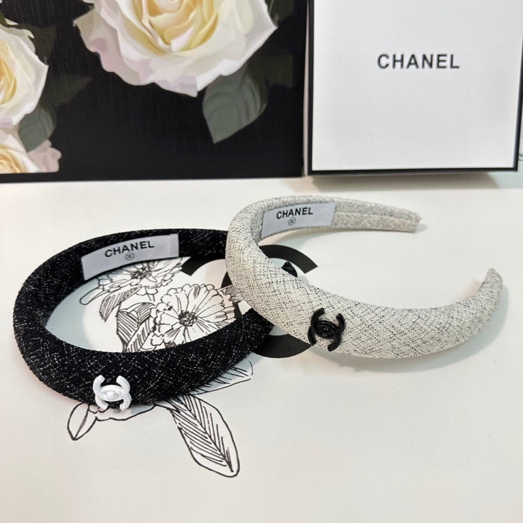 CHANEL WHITE TWEED HAIRBAND 124640