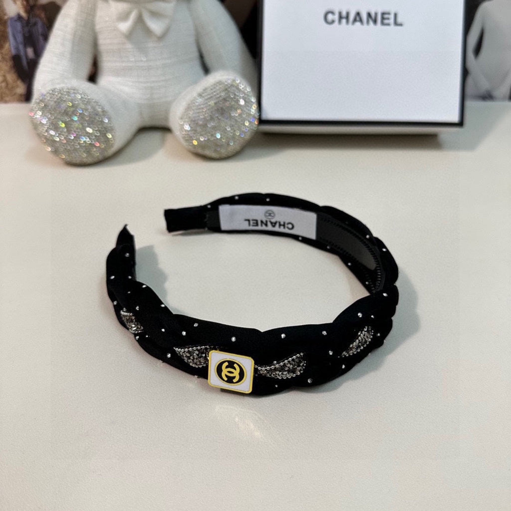 CHANEL HAIRBAND LOGO BLACK FOR WOMEN 151340