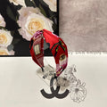 GUCCI HAIRBAND IN RED FLORAL SILK 252675