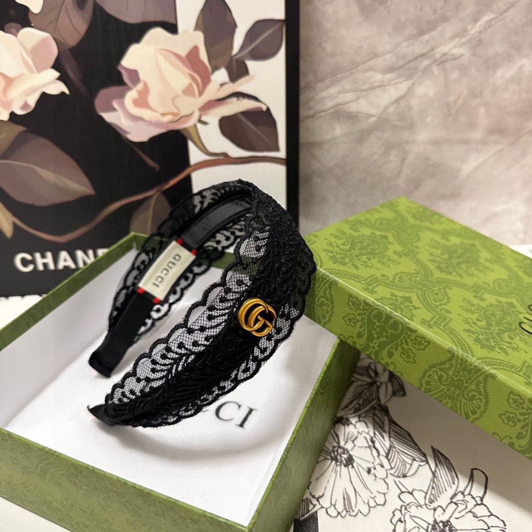 GUCCI HAIRBAND IN BLACK LACE 295830