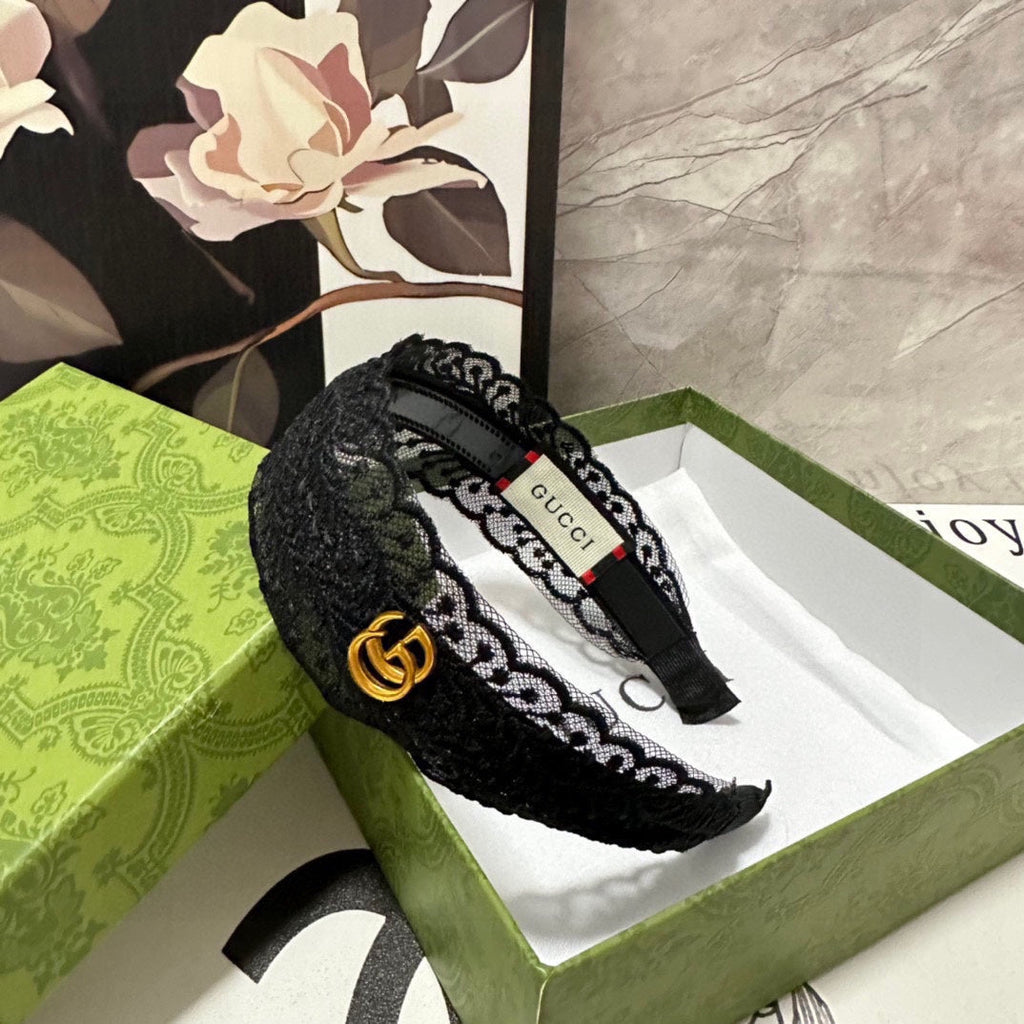 GUCCI HAIRBAND IN BLACK LACE 295830