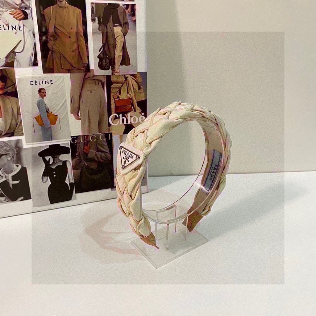 PRADA BEIGE FABRIC BRAIDED HAIRBAND 344763