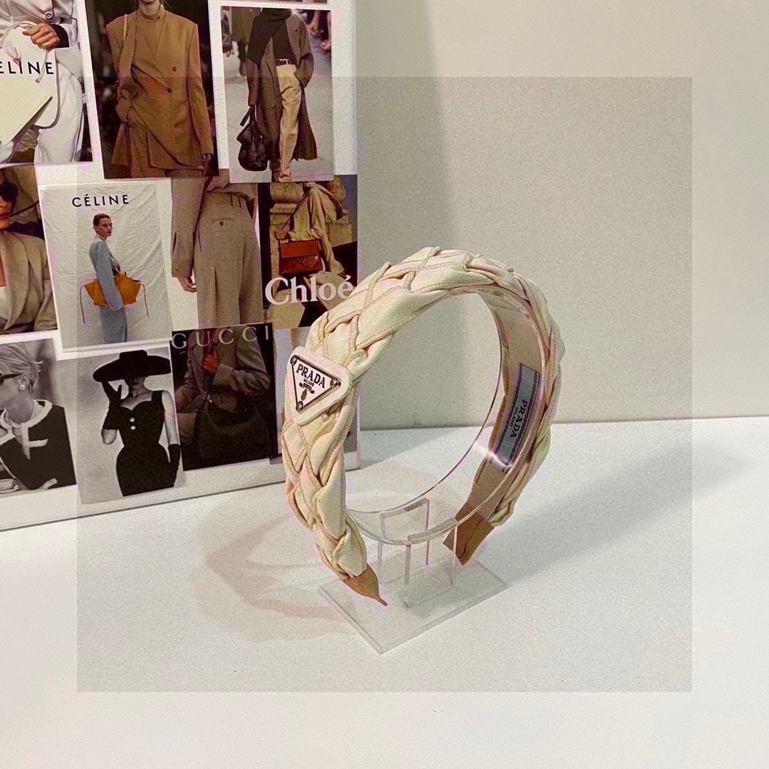 PRADA BEIGE FABRIC BRAIDED HAIRBAND 344763