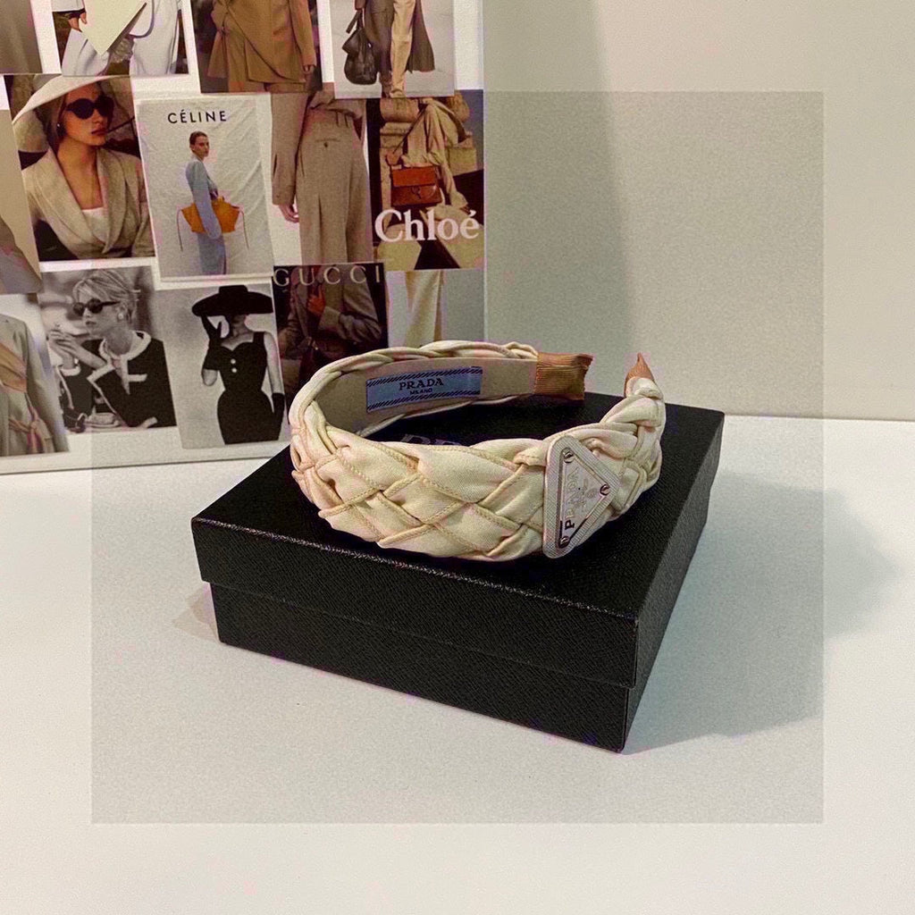 PRADA BEIGE FABRIC BRAIDED HAIRBAND 344763