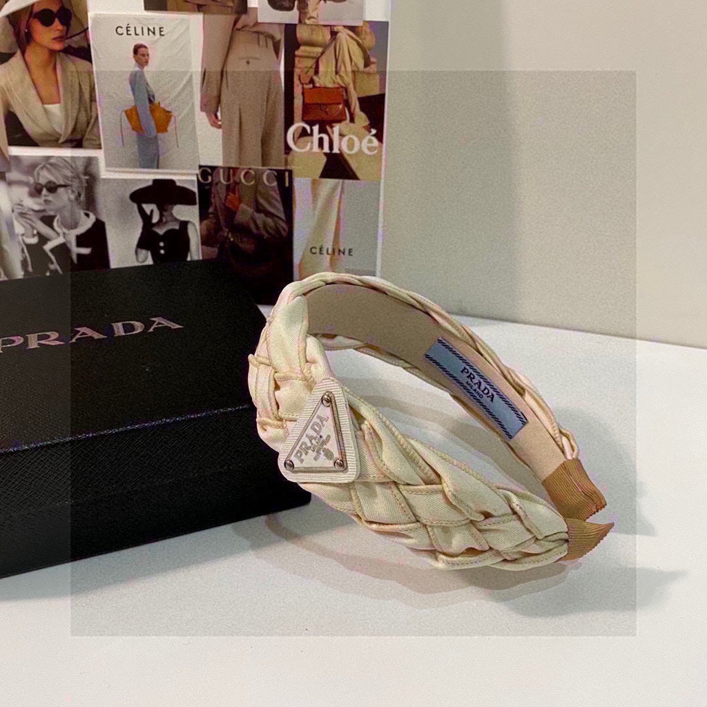PRADA BEIGE FABRIC BRAIDED HAIRBAND 344763