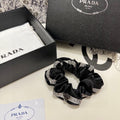 PRADA SCRUNCHIE IN BLACK VELVET WITH CRYSTAL CHAIN 369301