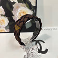 PRADA BRAIDED HEADBAND IN CHOCOLATE AND BLACK TRIM FABRIC 381459