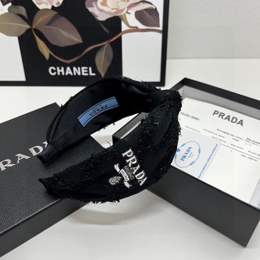 PRADA HAIRBAND IN BLACK FABRIC 381468