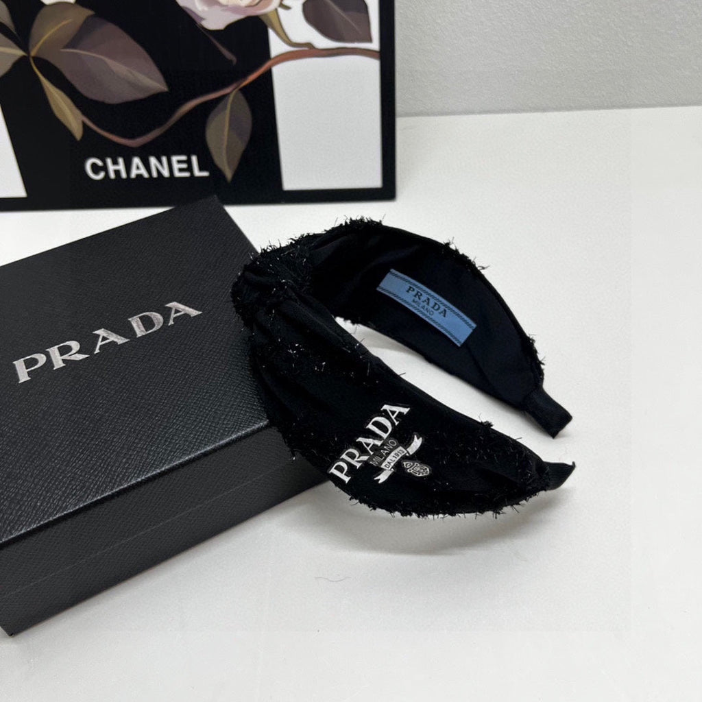 PRADA HAIRBAND IN BLACK FABRIC 381468