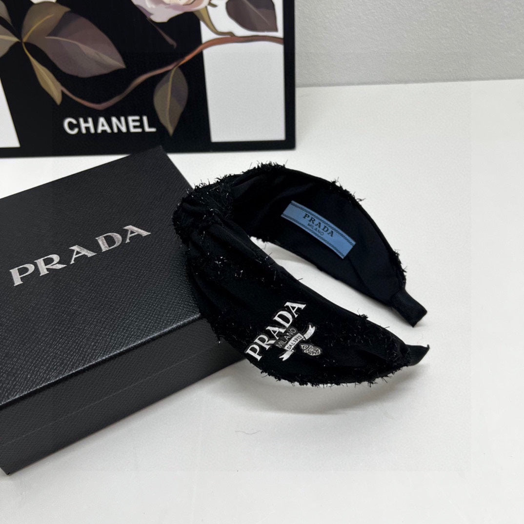 PRADA HAIRBAND IN BLACK FABRIC 381468