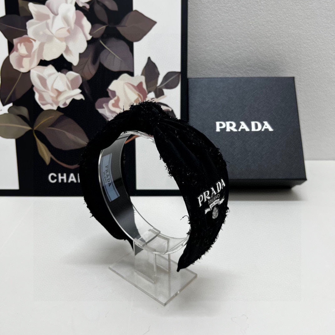 PRADA HAIRBAND IN BLACK FABRIC 381468